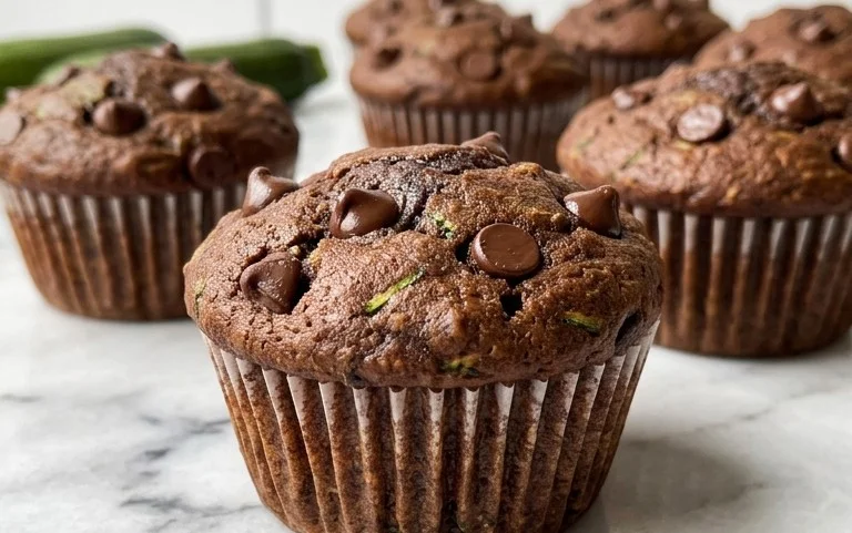 Bakery Style Double Chocolate Zucchini Muffins