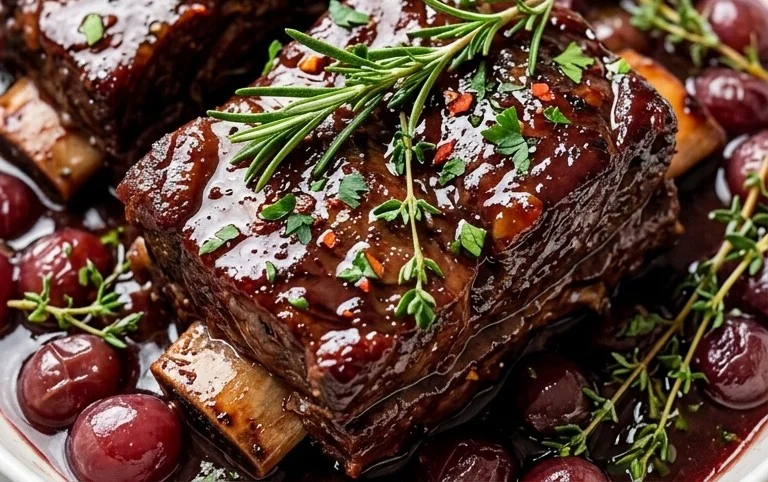 Red Grape Juice Braised Short Ribs in Dutch Oven
