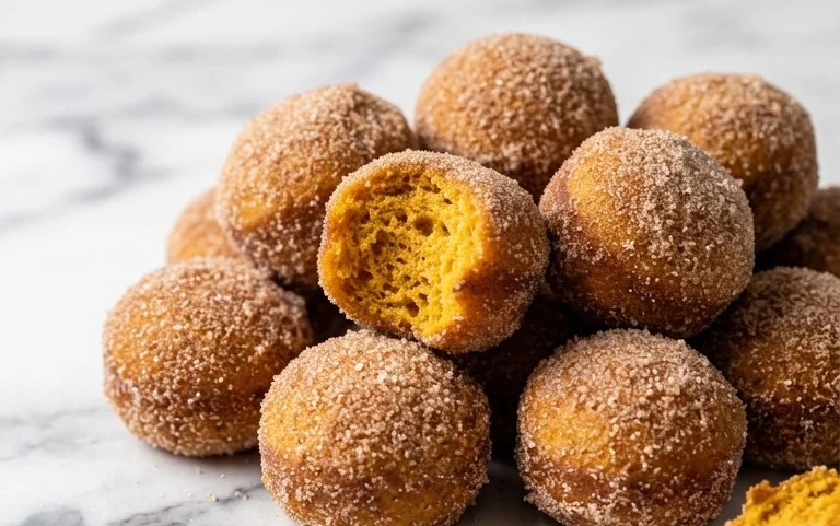 Easy Baked Pumpkin Donut Holes Cinnamon Sugar Glaze