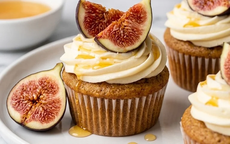 Fig Cupcakes with Honey Cream Cheese Frosting