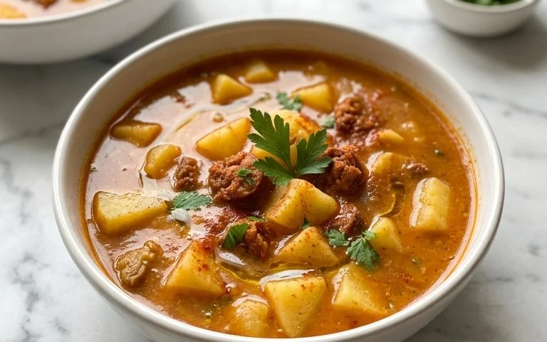 Spanish Potato Soup with Beef Beef Chorizo Hearty Recipe